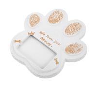 SHINEOFI Pierre Tombale Commémorative en Ciment 15 X 15 Cm pour Animaux de Compagnie, Plaque Funéraire de Patte de Chien Blanche, Monument Extérieur Solide pour Jardin et Cimetière,