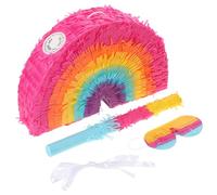 SHINEOFI Piñata Arc-en-Ciel 3D à Suspendre avec Bandeau et Bâton pour Fête Bohème Anniversaire Garçon et Filles Décoration Colorée et Jeu Interactif Fournitures pour Carnaval et