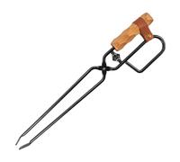 SHINEOFI Pince à Charbon de Bois Robuste avec Manche Bois Pince de Cheminée Portable pour Barbecue et Camping Extérieur Outil Léger et Antidérapant pour Feu de Camp