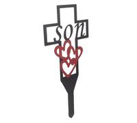 SHINEOFI Piquet Croix de Cimetière Métal pour Jardin Décoration Funéraire Commémorative pour Fils Ornement de Tombe Résistant Marqueur de Plaque Extérieur pour Pelouse et Cimetière