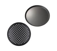 SHINEOFI Plaque à Pizza Ronde en Acier Inoxydable Noir, Set 1 Pièce, Chauffe Uniformément, Résiste la Déformation pour Cuisson Maison Cuisine