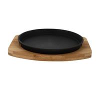 SHINEOFI Plaque de Cuisson Barbecue Fonte avec Fond Bambou Poêle à Steak Antiadhésive pour Gril et Cuisson Bbq Extérieur