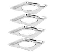 SHINEOFI Plaques de Recouvrement Carrées en Acier Inoxydable 19cm pour Brûleurs de Cuisinière à Gaz, Bac D'égouttage Anti-éclaboussures Facile à Stocker, Pack de 4 Pièces