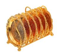 SHINEOFI Plateau de Fruits Doré avec Support Métallique 1 Étagère 6 Assiettes Miniatures Multifonction Plateau de Collation pour Apéritif et Présentation Snack Design Ménager