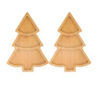 SHINEOFI Plateau de Service en Bois Compartimenté de Sapin de Noël Lot de 2 Plateau Apéritif Festif pour Fromages Fruits Secs et Amuse-Gueules Accessoire de Table pour Fêtes et