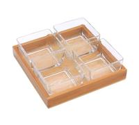 SHINEOFI Plateau de Service en Verre 4 Compartiments sans Couvercle Plateau à Fruits Sec et Noix Assiette Multi-Usages pour Apéritif Snack et Présentation Élégante