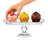 SHINEOFI Plateau de Service Oval en Verre Cristal Transparent 1 Pièce Plateau à Fruits et Desserts Ménager Design Simple pour Salon et Goûter Contenant Alimentaire Réutilisable pour