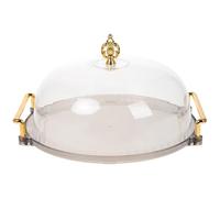 SHINEOFI Plateau de Service Rond Transparent 1 Pièce avec Couvercle en Plastique Réutilisable, Cloche à Gâteau et Plateau Multifonction pour Présentation de Gâteaux, Fruits et Desserts,