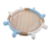 SHINEOFI Plateau Décoratif en Bois Grand Format Style Bateau Rond Plateau Repas Côtier Multifonction en Bois Naturel pour Décoration Intérieure et Service Convivial
