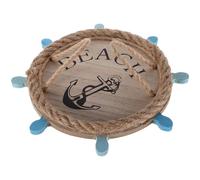 SHINEOFI Plateau Décoratif Rond en Bois Massif de Volant de Bateau Petit Plateau Rustique Nautique pour Décoration Intérieure Thème de L’Océan Centre de Table ou Vide-Poches pour Entrée