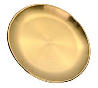 SHINEOFI Plateau en Acier Inoxydable Doré 14 Cm, Assiette D'apéritif Ronde Multifonction, Support de Dîner Résistant, Assiette de Service pour Steak, Gâteau et Fruits, Usage Maison