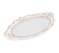 SHINEOFI Plateau Miroir Ovale Blanc Vintage Décoratif Accessoire Photo Polyvalent Organisateur de Maquillage et Bijoux Plateau de Service Élégant pour Maison Bureau et Événements Style