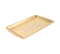 SHINEOFI Plateau Rituel Acier Inoxydable Doré pour Plantes et Support Bougie Polyvalent pour Décoration Ésotérique Wiccan et Astrologie Plateau Organisation pour Bijoux et Offrandes