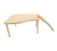 SHINEOFI Plateforme Décorative pour Hamster en Bois Naturel Double Niveau Échelle pour Cage Multifonction pour Chinchilla et Rat Accessoire D’Enrichissement Ludique pour Petits Rongeurs