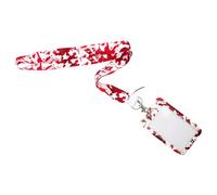 SHINEOFI Porte Badge avec Lanière Gothique à Motifs Sanglants pour Halloween Étui Multifonctionnel pour Cartes Identité Cartes Bancaires et Badges pour Bureau Événements Festifs