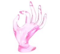 SHINEOFI Porte-Bague Modèle Main Transparent Rose Support de Collier Délicat et Porte-Bracelet de Bureau en Plastique Accessoire de Bijoux Décoratif pour Vitrine et Exposition