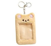 SHINEOFI Porte-Cartes Peluche Mignon avec Support Transparent pour Cartes Titulaire De Pratique pour Étudiants Et Adolescentes Porte-clés Et Accessoire De Sac à Dos Modèle Marron