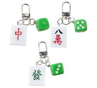 SHINEOFI Porte-clés Créatif Mahjong en Résine et Métal, Lot de 3 Pièces, Compact et Portable, Pendentif Décoratif pour Paquet, Résistant à l'usure et Mignon