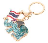 SHINEOFI Porte-Clés Éléphant Breloque Métal Strass, Pendentif Drapeau Thaïlandais, Accessoire Mignon pour Paquet à Main, Paquet à Dos et Souvenirs Touristiques