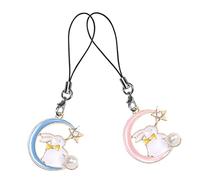 SHINEOFI Porte-Clés en Alliage Motif Lapin 2 Pièces Chaîne de Téléphone Kawaii Sangle de Dragonne Solide Accessoire Compatible Téléphones Couleur Multicolore