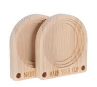 SHINEOFI Porte-gobelet en Bois pour Fête avec Emplacement pour Marqueur, 2 Pièces, Dimensions 12,7 X 11,5 X 2 Cm, Support de Tasses de Style Campagnard pour Bureau Cuisine