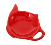 SHINEOFI Porte-sachets de Thé en Céramique Forme Théière Rouge Plateau à Sachets de Thé et Repose-cuillère Accessoire la Cuisine pour Soucoupe Multifonction pour Sachets Usagés