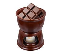 SHINEOFI Pot à Fondue en Céramique Marron 15 L Réchaud Chauffe-Beurre pour Fondue au Fromage et Chocolat Ustensile la Cuisine pour Repas Conviviaux et Soirées Entre Amis