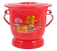 SHINEOFI Pot pour Urine en Plastique Rouge Structure Stable et Réutilisable, Bassin Pratique pour Personnes Âgées, Seau Hygiénique Couvercle Adapté à Domicile