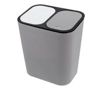 SHINEOFI Poubelle Cuisine 15L à 2 Compartiments Seau Sec et Humide Couvercle Poubelle de Recyclage Domestique en Plastique Gris Clair Tri des Déchets Facile et Propre pour Maison