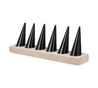 SHINEOFI Présentoir À Bagues En Bois Support Bijoux En Forme De Cône Avec 6 Porte-Bagues Détachables Socle Stable Pour Vitrine Rangement Alliances Bijouterie Exposition Collection Privée
