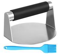 SHINEOFI Presse à Hamburgers avec Poignée en Silicone Confortable en Acier Inoxydable Accessoire Multifonction Brosse en Silicone Couleur Aléatoire pour Usage Commercial