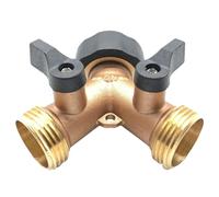 SHINEOFI Raccord de Tuyau D'arrosage 3/4, Laiton, Double Sortie | Étanchéité, Transforme un Robinet en Deux Sorties, pour Irrigation de Jardin, Couleur Or