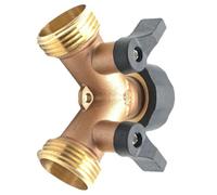 SHINEOFI Raccord de Tuyau D'arrosage en Laiton 3/4, Double Sortie | Irrigation de Jardin, Transforme un Robinet en Deux Sorties, Étanchéité Fiable, Couleur Or