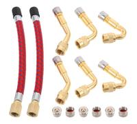 SHINEOFI Rallonge de Valve Coudée pour Pompe à Air Vélo Kit Adaptateur de Gonflage Léger et Portable Extension Tuyau pour Valves Profondes Compatible Motos et Voitures