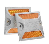 SHINEOFI Réflecteurs Routiers Métalliques Carrés 2 Pièces pour Allée Extérieure, Balises De Chaussée en Aluminium Remplissage Sable, Signalisation Sécurité Haute Visibilité pour Routes Et Remorques