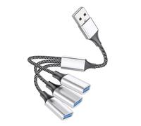 SHINEOFI Répartiteur d'alimentation USB Multiple 1 Mâle vers 3 Femelles en Alliage D'aluminium Protection des Données, pour Ordinateur Portable et Lecteur de Carte
