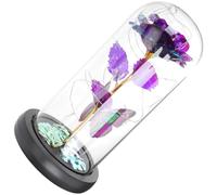 SHINEOFI Rose Éternelle sous Cloche en Verre Feuille D’Or Décoration Intérieure Compacte et Stable Présent Romantique pour Fête des Mères Saint-Valentin et Anniversaire Modèle Lumineux