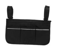 SHINEOFI Sacoche Latérale Pour Fauteuil Roulant En Tissu Oxford Noir Avec Bande Réfléchissante Organisateur Suspendu Compact Pour Accoudoir Rangement Optimisé Multifonction Pour Fauteuil Roulant