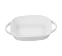 SHINEOFI Saladier en Céramique Blanc avec Double Poignée, Plat de Cuisson Résistant la Chaleur et Design Antidérapant pour Desserts et Fêtes