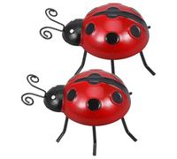SHINEOFI Sculptures Murales pour Jardin et Chambre D'garçon et Filles Décorations Murales 2pcs en Métal Fer Rouge à Sept Points Crochet Adorable et Vive Décoration Extérieure