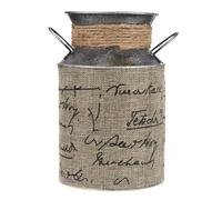 SHINEOFI Seau à Fleurs Décoratif Rétro en Fer Argenté Grand Format, Pot Vintage pour Fleurs Séchées, Décoration Intérieure de Style Européen pour Salon et Scène, Ornement Rustique de