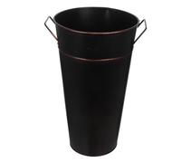 SHINEOFI Seau de Rangement en Métal Noir 35 Cm avec Poignées, Porte-bûches Rustique Multifonction pour Cheminée Intérieure et Feu de Camp, Panier de Stockage Robuste pour Bois de Chauffage