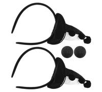 SHINEOFI Serrage-Tête Clown Pelucheux 4 Pièces 2 Chapeaux Noirs et Blancs 2 Nez Mousse Noirs Accessoires de Costume Carnaval et Halloween pour Adultes Bandeau Cheveux Thème Clown