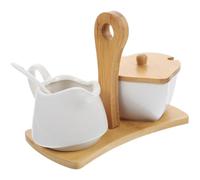 SHINEOFI Set Cuisine Céramique Blanche avec Sucrier Poudre et Pichet à Crème Plateau Accessoires Cuisine pour Maison et Hôtel