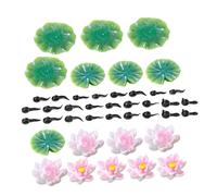SHINEOFI Set de Décorations Miniatures pour Bassin avec Nénuphars Artificiels Figurines de Grenouille et Têtards Résine Accessoires Flottants pour Aquarium et Jardin Féérique