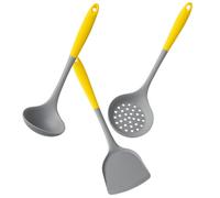 SHINEOFI Set Ustensiles Cuisine Silicone Résistants Chaleur Spatule et Cuillère Cuisson Antidérapante Accessoires Multifonctions pour Maison Restaurant Wok