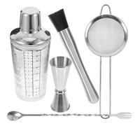 SHINEOFI Shaker à Cocktail en Verre Gradué 350 Ml Kit de Barman en Acier Inoxydable et Silicone, Ensemble D’outils pour Bar et Maison, Mélangeur Précis pour Thé au Lait et Cocktails