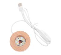 SHINEOFI Socle Lumineux en Bois D’Hévéa 6 CM Diamètre X 2 CM Épaisseur pour Boules de Cristal Support LED USB Rechargeable Accessoire Décoratif pour Lampe de Table et Présentation