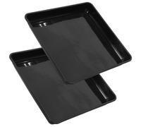 SHINEOFI Soucoupe Carrée pour Jardinière en Plastique PP Noire, 2 Pièces | Plateau Épais à Surface Lisse, Stabilité Anti-basculement, pour Balcon, Étude et Grands Pots