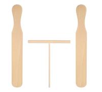 SHINEOFI Spatule à Crêpes en Bois Lot de 3 set de Pièces Ustensiles pour Omelette et Pancakes Outil de Cuisson Maison Compatible Crêpière Électrique